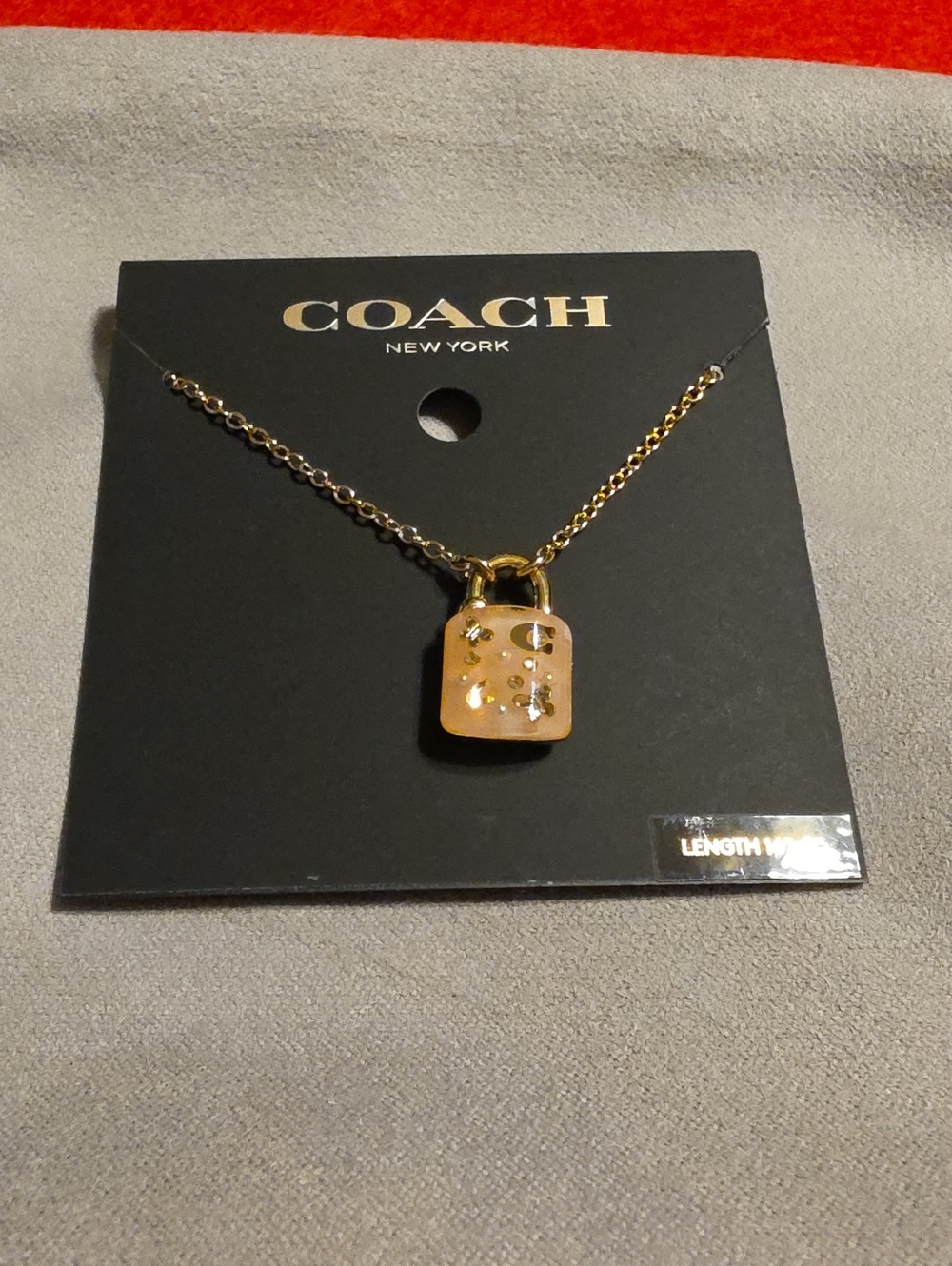 Coach Pink & Gold Padlock Necklace